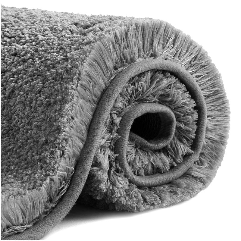 VANZAVANZU Bath Mats Non Slip Ultra Soft Absorbant Microfiber Fluffy Thick Bathroom Rugs Machine Washable (20"x32", Dark Gray) - Image 1